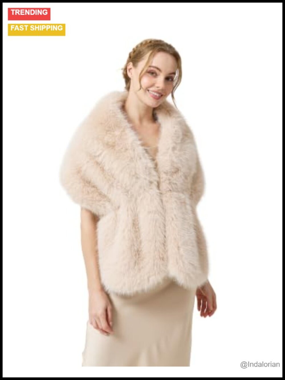 Faux Fur Shawl Cozy Fluffy Wrap One Size for Weddings Parties